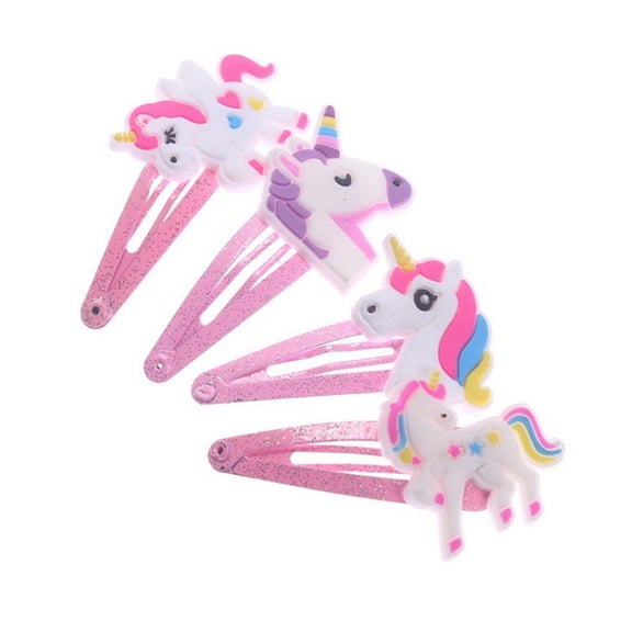 4sets 4pcs 4 style Cute 's Alloy Hair Clips Snap Hair Clips for Girl Hot Pink 50x30mm