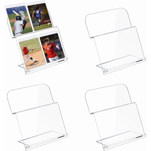 4sets Acrylic Name Card Holders Rectangle Desktop Stand Clear 180x80x210mm