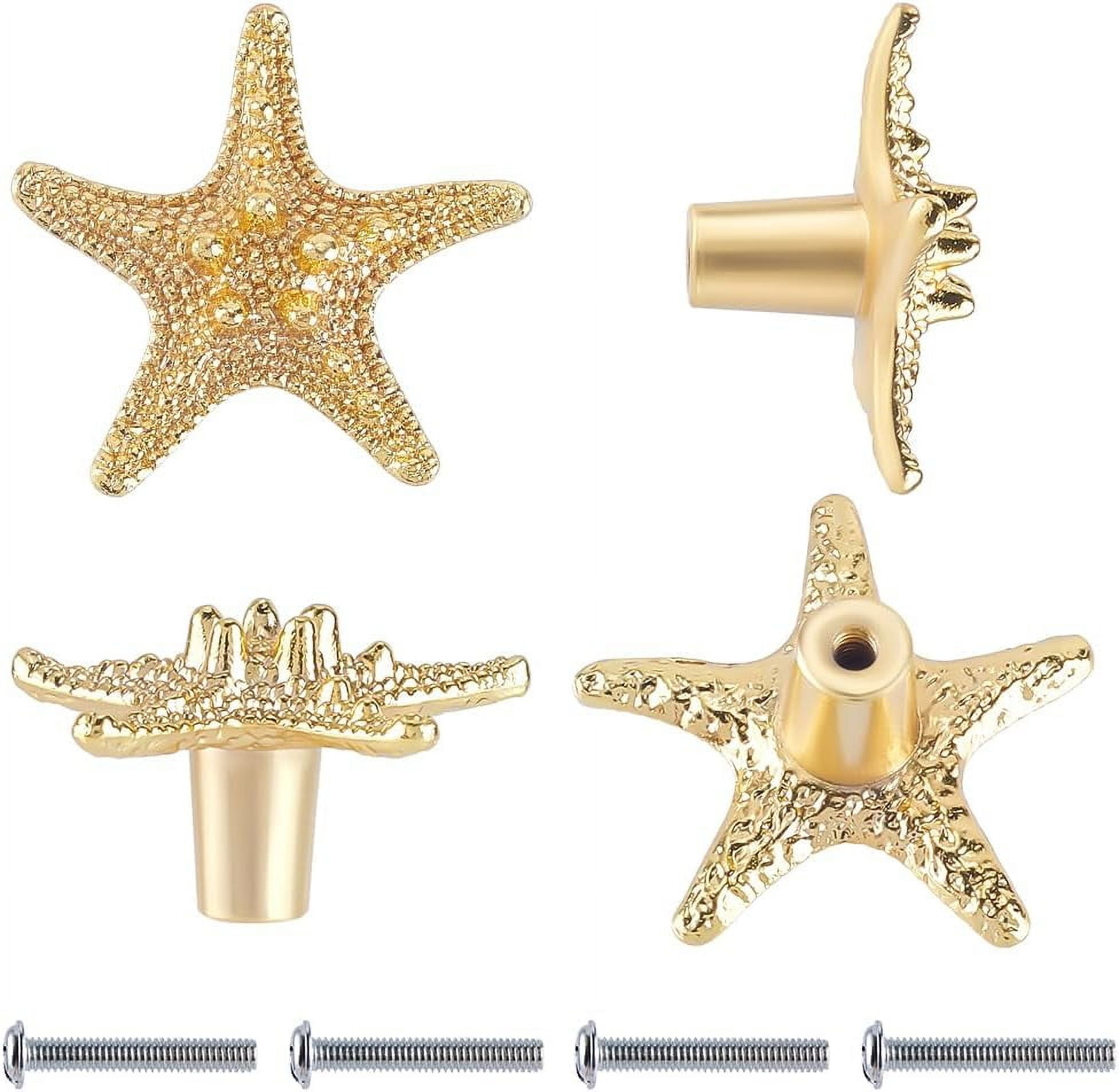 4sets Golden Starfish Drawer Knob Cabinet Knobs Dresser Knobs Alloy Drawer  Pulls Handles Single Hole Hardware Handle with Screw for Kitchen Furniture  Cupboard Wardrobe Door Pulls 1.7x1.7 Inch 4sets - Walmart.com