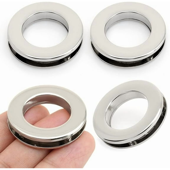 4sets Screw-in Eyelet Metal Screw Together Grommets Bag Loop Handle Connector Rings Purse Accessories SCES (Silver, 1 Inch)