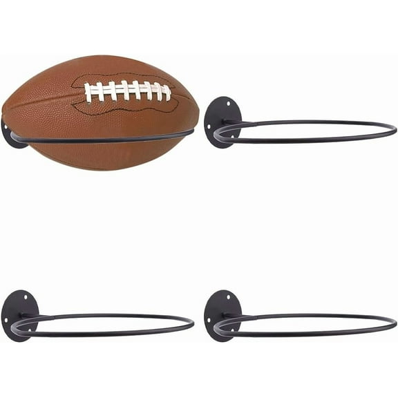 4sets Wall Mounted Iron Basketball Rack Football Holder with Screws Plastic Anchor Plugs Black 225x65x264mm