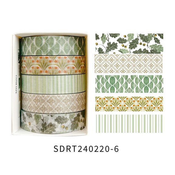 4sets Washi Tape Cute Printed Patterns Decorative Tapes Journals Planners Scrapbook Wrapping Mixed Color 59x43x44mm 5 rolls/set
