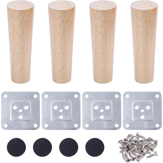4sets Wood Furniture Leg Adjustable Table Chair Screw Feet for Sofa Cupboard BurlyWood 152x48mm