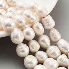 4strands Cultured Freshwater Pearl Beads Strands Grade AB Rice Snow 12~15mm Hole: 0.7mm about 14pcs/strand 7.28~7.09''(18~18.5cm)