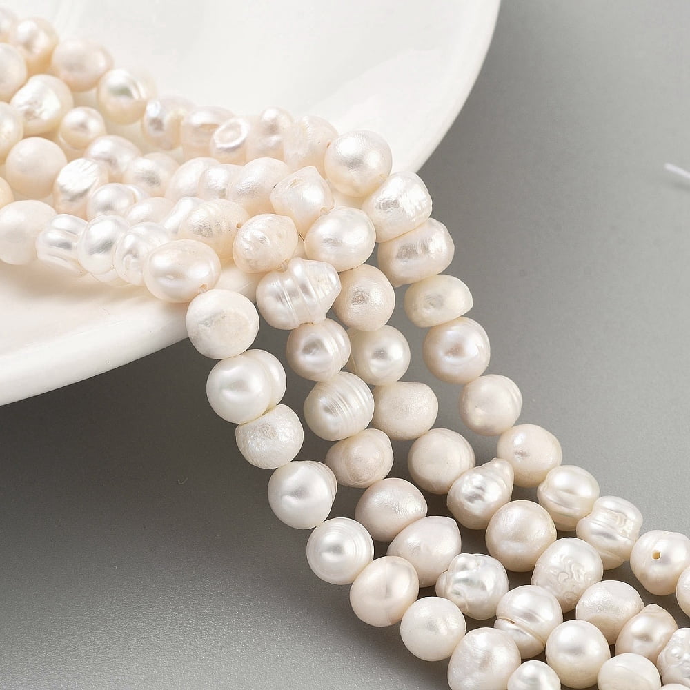 4strands Cultured Freshwater Pearl Beads Strands Potato Antique White 6~7mm Hole: 0.6mm about 29pcs/strand 6.69 inch(17cm)