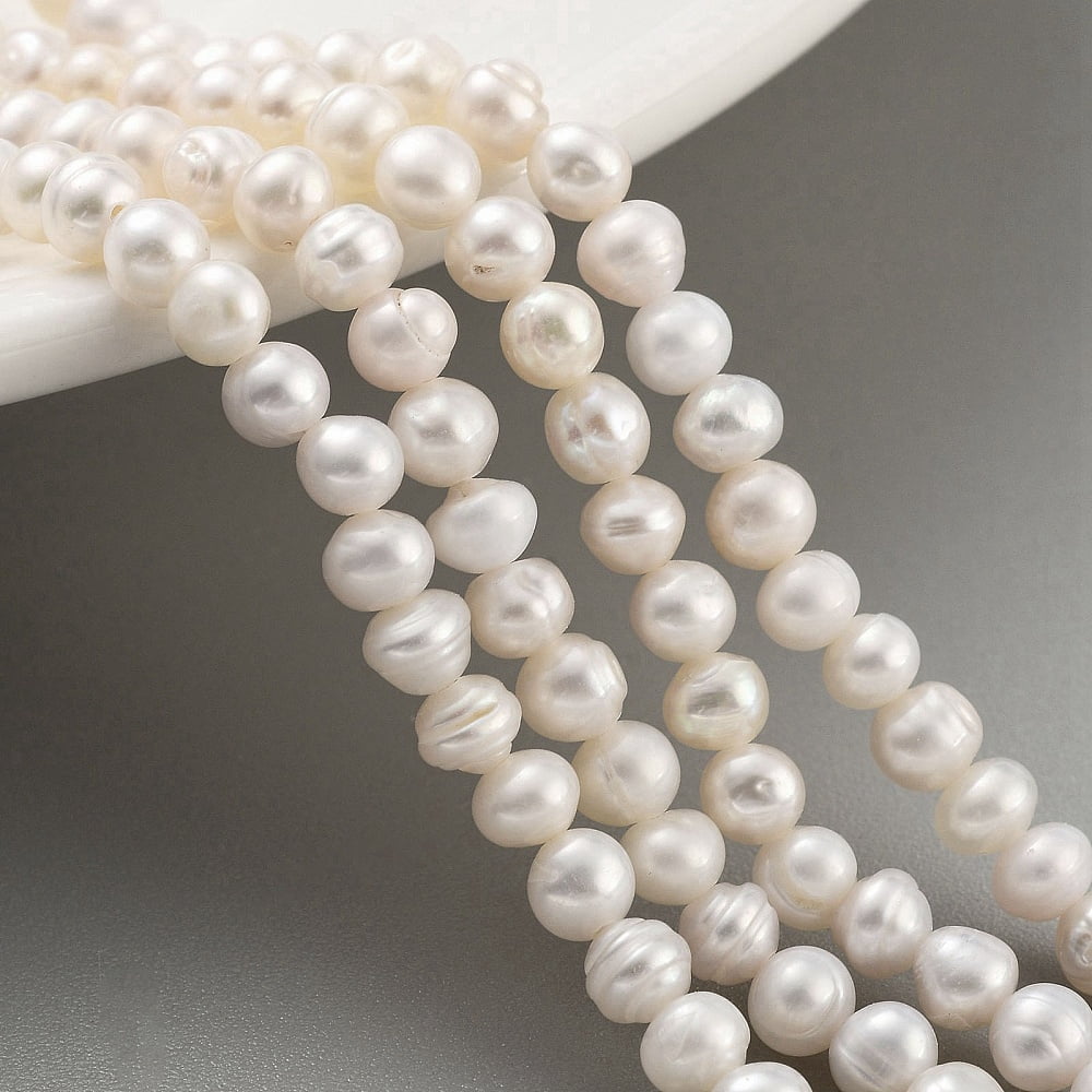 4strands Cultured Freshwater Pearl Beads Strands Round Antique White 3~3.5mm Hole: 0.5mm about 47~48pcs/strand 6.89~7.09 inch(17.5~18cm)