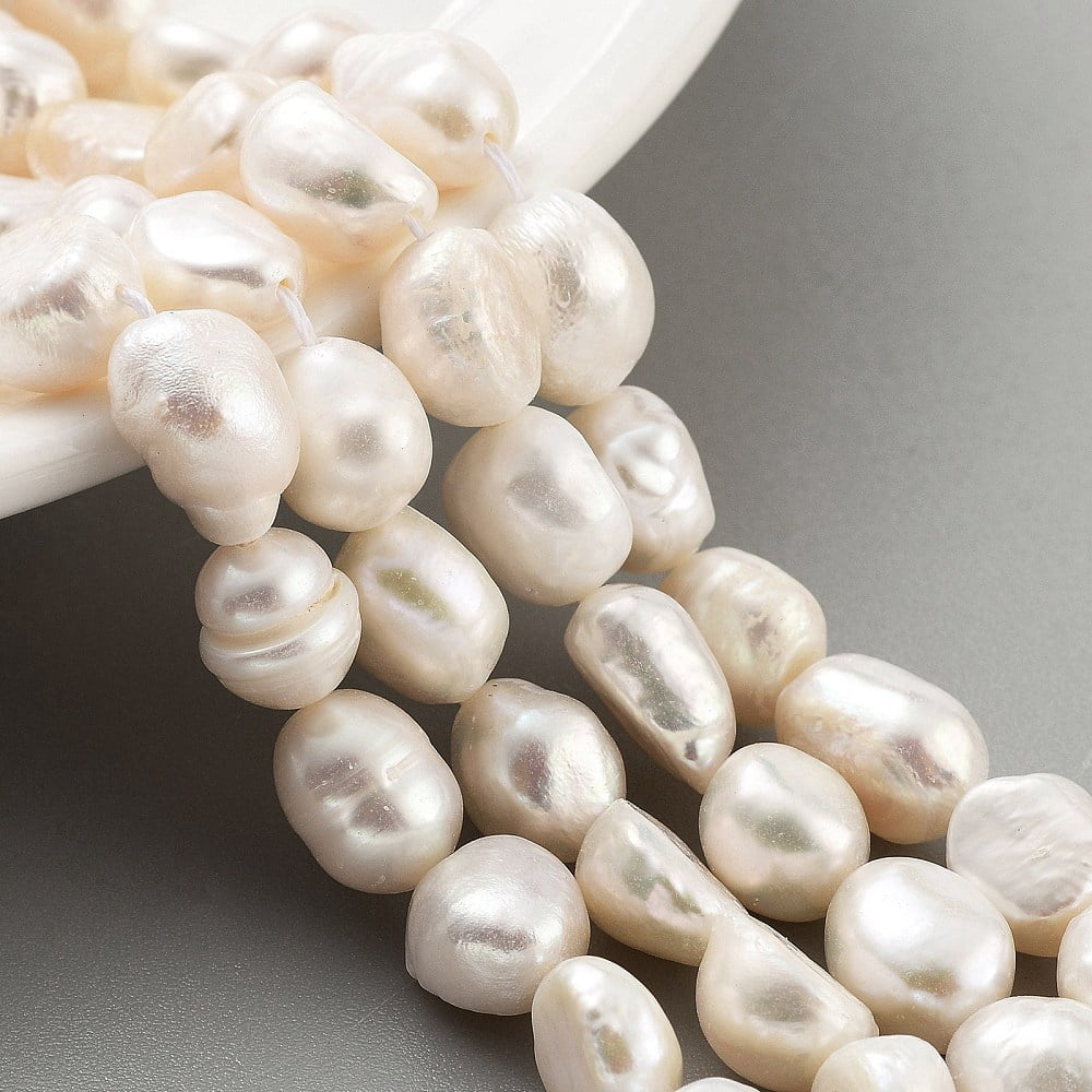 4strands Cultured Freshwater Pearl Beads Strands Two Sides Polished Grade 3A+ Snow 9~10mm Hole: 0.7mm about 17~18pcs/strand 6.69~6.89 inch(17~17.5cm)