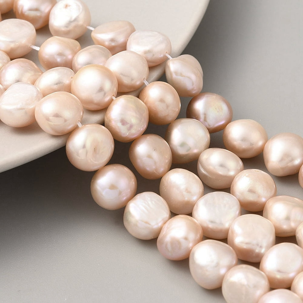 4strands Cultured Freshwater Pearl Beads Strands Two Sides Polished PeachPuff 10~11mm Hole: 0.5mm about 19pcs/strand 6.89''(17.5cm)