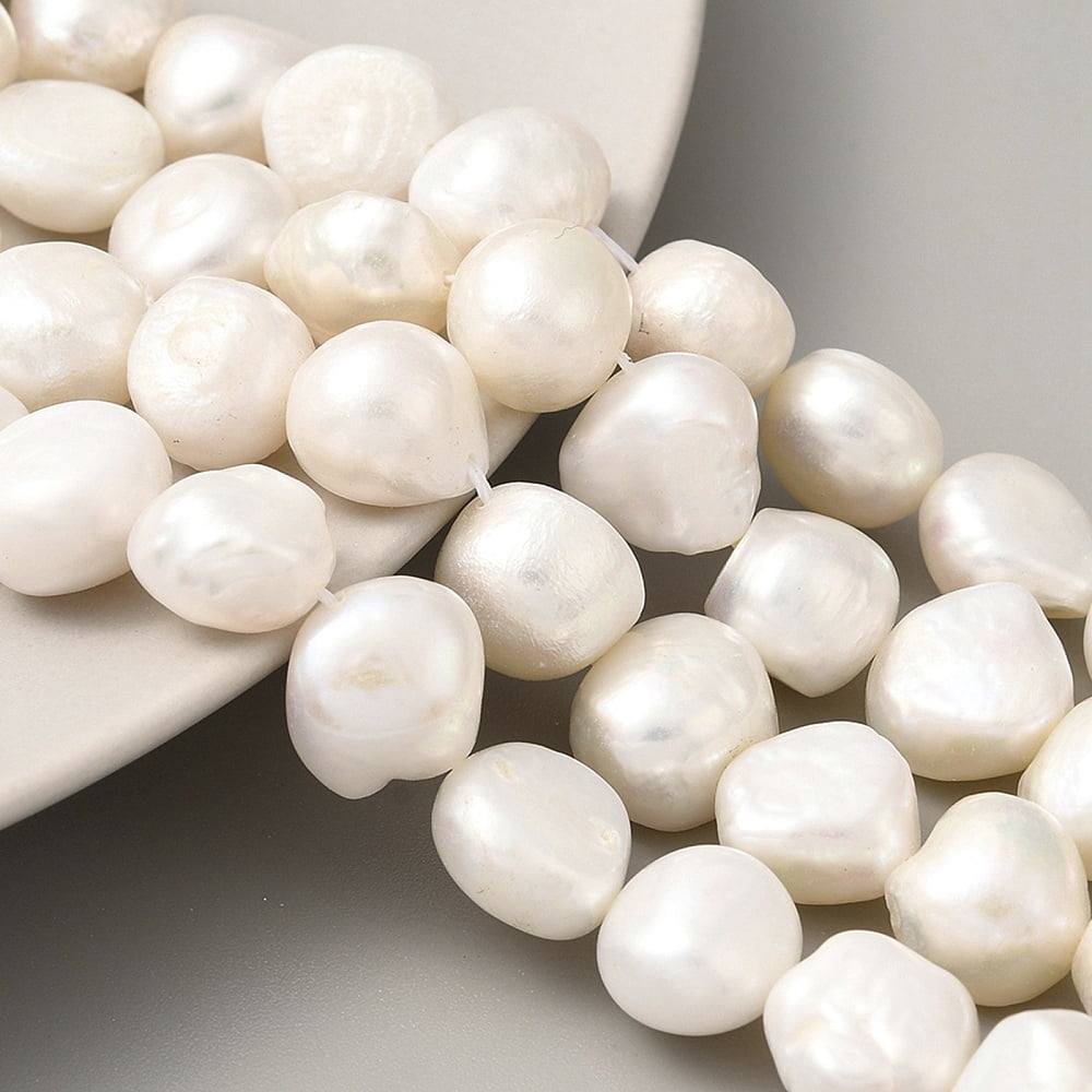 4strands Natural Cultured Freshwater Pearl Beads Strands Two Sides Polished Grade 3A+ White 11~12mm Hole: 0.5mm about 17pcs/strand 7.09 inch(18cm)