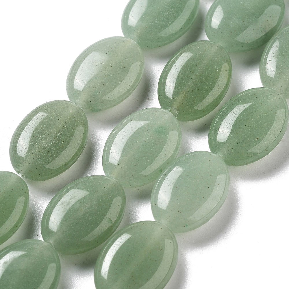 4strands Natural Green Aventurine Beads Strands Flat Oval 18~18.5x13~13.5x6~6.5mm Hole: 1.2mm about 11pcs/strand 7.76 inch(19.7cm) DIY