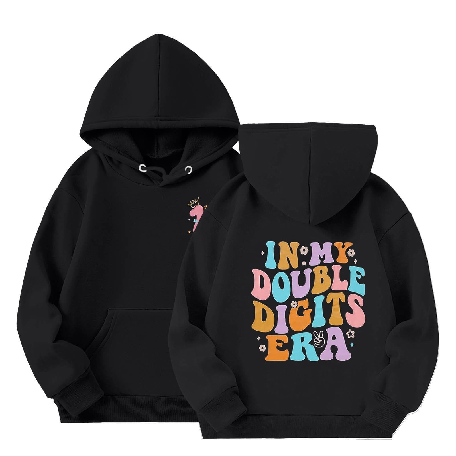 4t Hooded Sweatshirt Girls Loose Pullover Hoodie Warmth Graphic Print ...