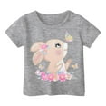 thumbnail image 1 of 4t Shirts Girls Easter's Day Short Sleeve T Shirt Top Bunny Fashion Round Neck T Shirts for Boys and Girls 2-3 Years,Grey, 1 of 3