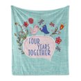 thumbnail image 1 of 4th Anniversary Soft Flannel Fleece Blanket, Romantic Design of Birds Flowers and 4 Years Together Lettering, Cozy Plush for Indoor and Outdoor Use, 50" x 60", Pale Blue Multicolor, by Ambesonne, 1 of 6