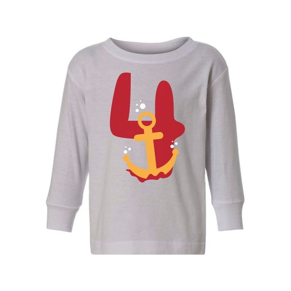 4th Birthday Anchor Toddler Long Sleeve Shirt I'm Four Boys Shirt Girls T-Shirt Anchor Four Kids T-Shirt