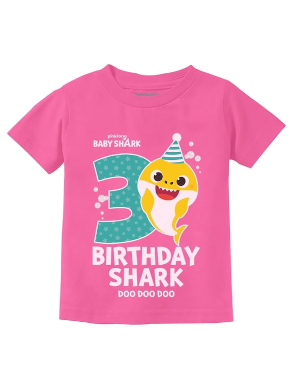 Toddler's 3rd Birthday Baby Shark T-Shirt - Fun Kids' Outfit - Size 3T - Pink