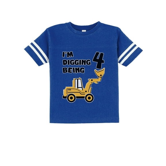 4th Birthday - Bulldozer Construction Party Cute Toddler Jersey T-Shirt 3T Blue