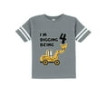 thumbnail image 1 of 4th Birthday - Bulldozer Construction Party Cute Toddler Jersey T-Shirt 4T Gray, 1 of 4