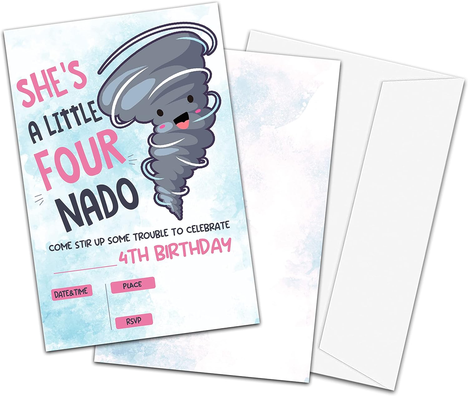 4th Birthday Invitation Cards Tornado Themed Party Invites for Girls