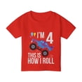 thumbnail image 1 of 4th Birthday Monster Truck Cotton Toddler T-shirt - Birthday T-Shirt, 1 of 4