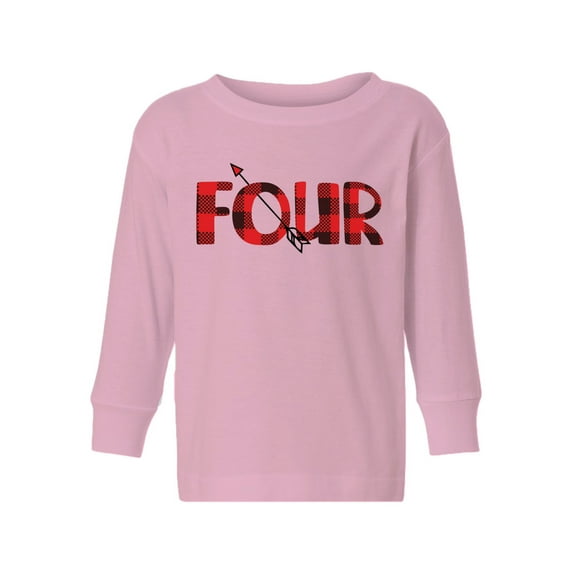 4th Birthday Toddler Long Sleeve Shirt I'm Four Boys Shirt Girls T-Shirt Red Four Kids T-Shirt