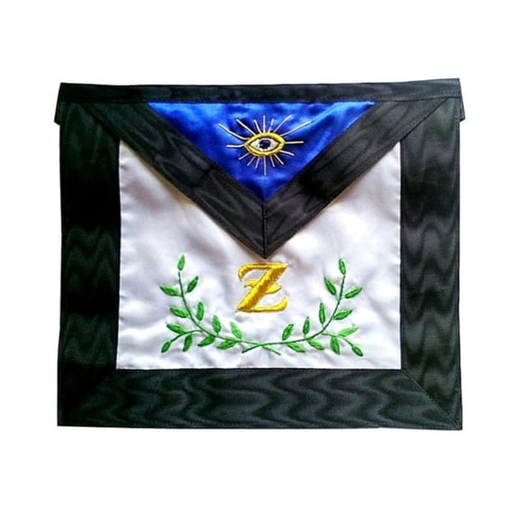 4th Degree Scottish Rite Apron - White & Blue with Acacia Leaves Embroidery and Gold-Plated Snake Fitting