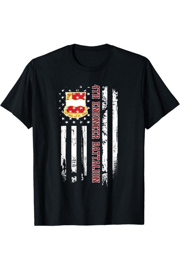 4th Engineer Battalion USA Flag s Day T-Shirt