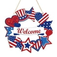 thumbnail image 1 of 4th/Fourth of July Decorations Welcome Wreath for Front Door - Wooden Red White and Blue Star Sign, Patriotic Memorial Day Porch Home Wall Outside Decor, 1 of 8