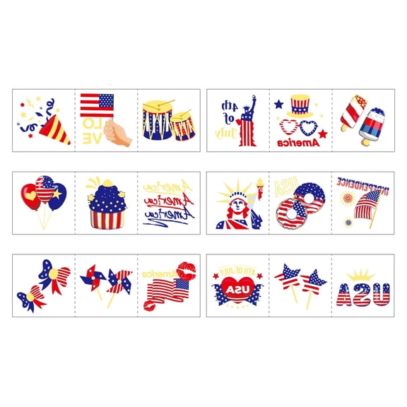 4th/Fourth of July Temporary Stickers, USA Flag Red White & Blue Stickers Patriotic American Independence Day Temporary Stickers, USA Flag Stickers Labor Day Party Favors
