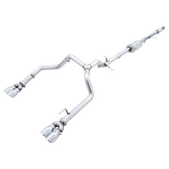 4th Gen GM 1500 5.3L 0FG Catback Split Rear Exit with Bumper Cutouts - Quad Chrome Tips