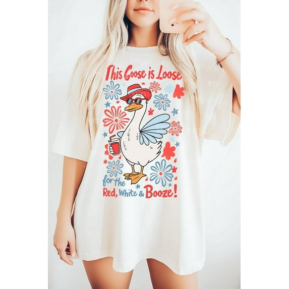 4th Goose T-shirt, Red White Boozy Shirt, This Goose is Loose Shirt, Fourth of July Shirt, Patriotic Shirt TH280505