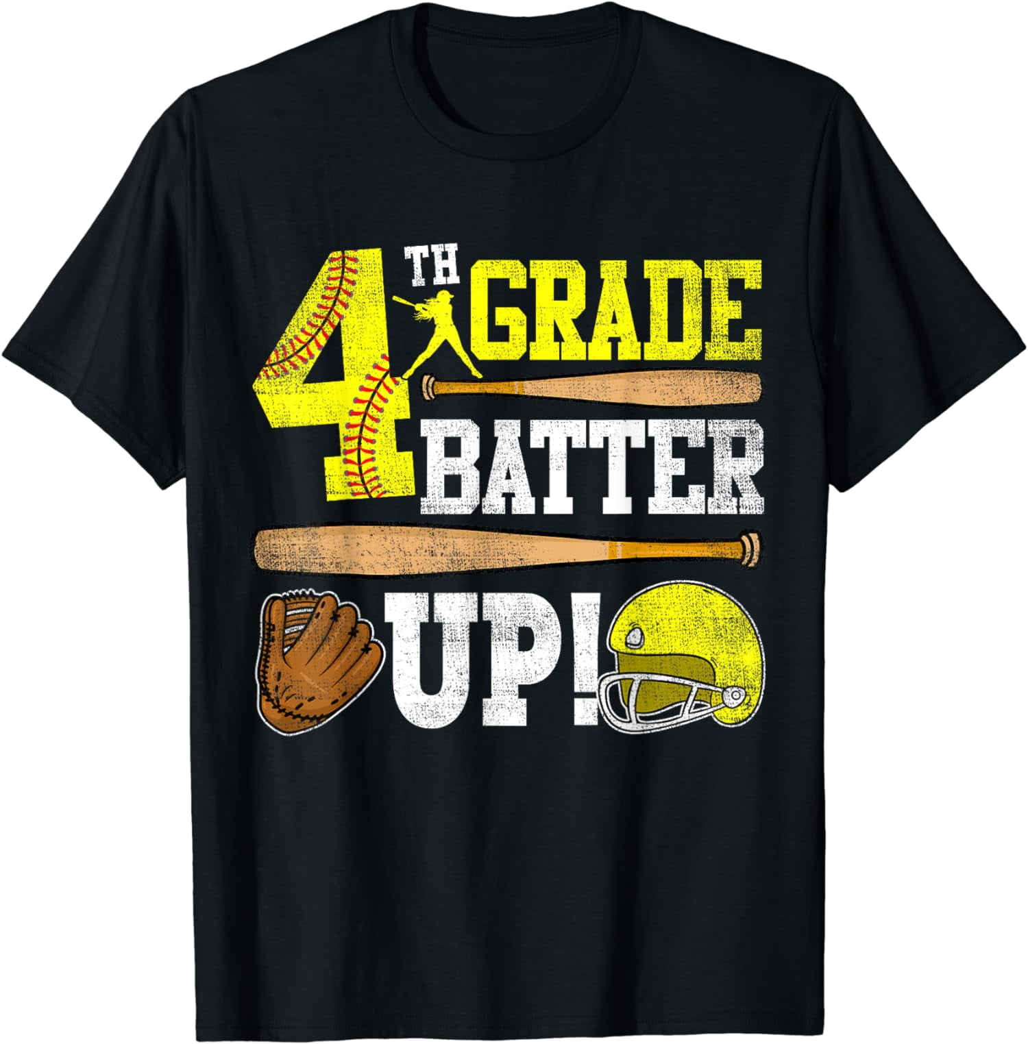 4th Grade Batter Up Softball Girl Kids Back To School Gift T-Shirt ...