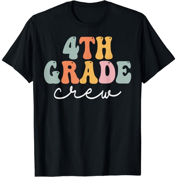 4th Grade Crew Retro Groovy Women Happy First Day Of School T-Shirt