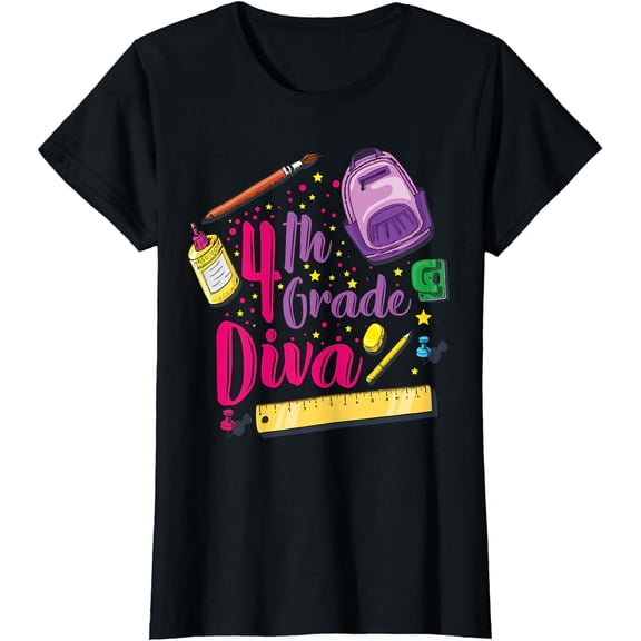 4th Grade Diva Shirt First Day of School Girl Clothes Gift T-Shirt