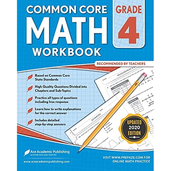 Pre-Owned 4th Grade Math Workbook: Common Core Math Workbook (Paperback) by Ace Academic Publishing