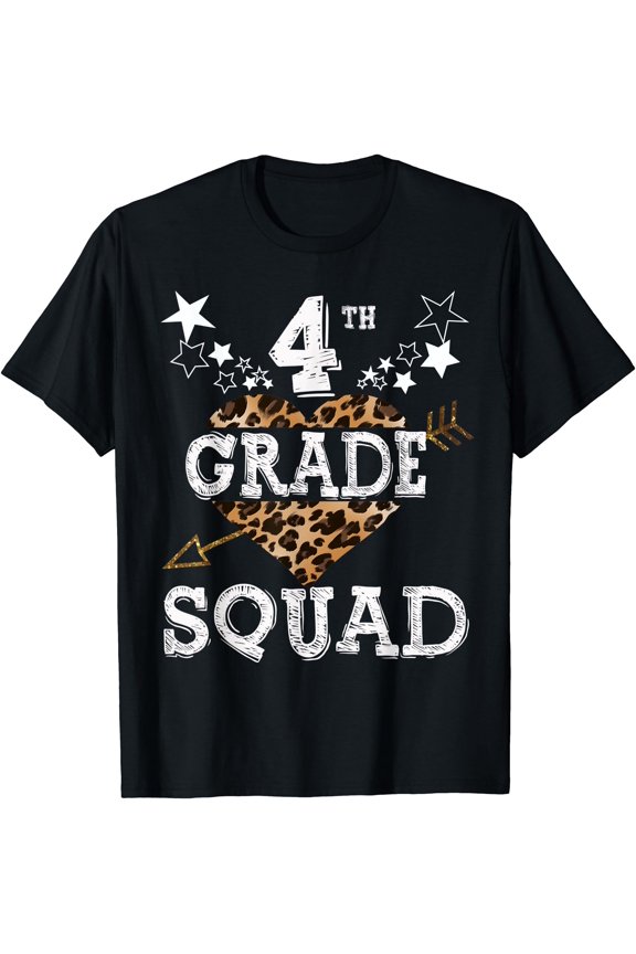 4th Grade Squad Star Team Leopard Teacher Crew Student T-Shirt