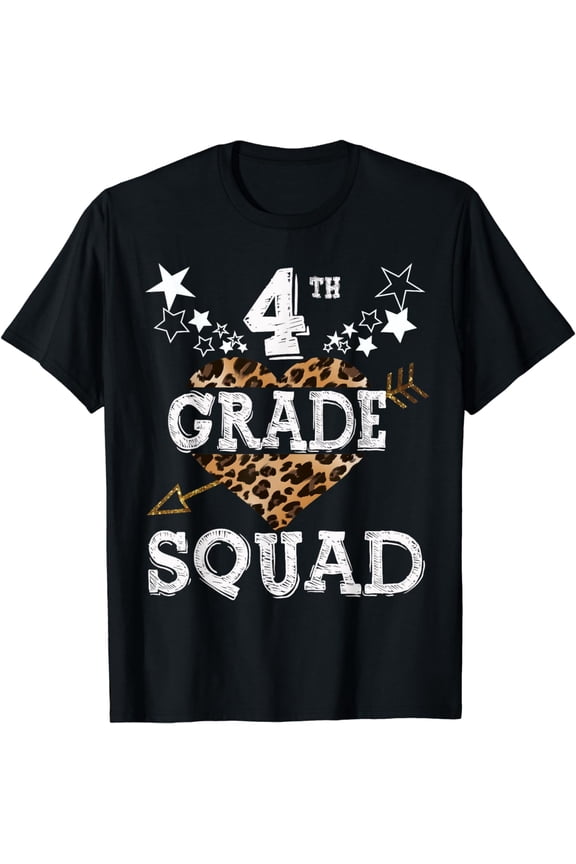 4th Grade Squad Star Team Leopard Teacher Crew Student T-Shirt
