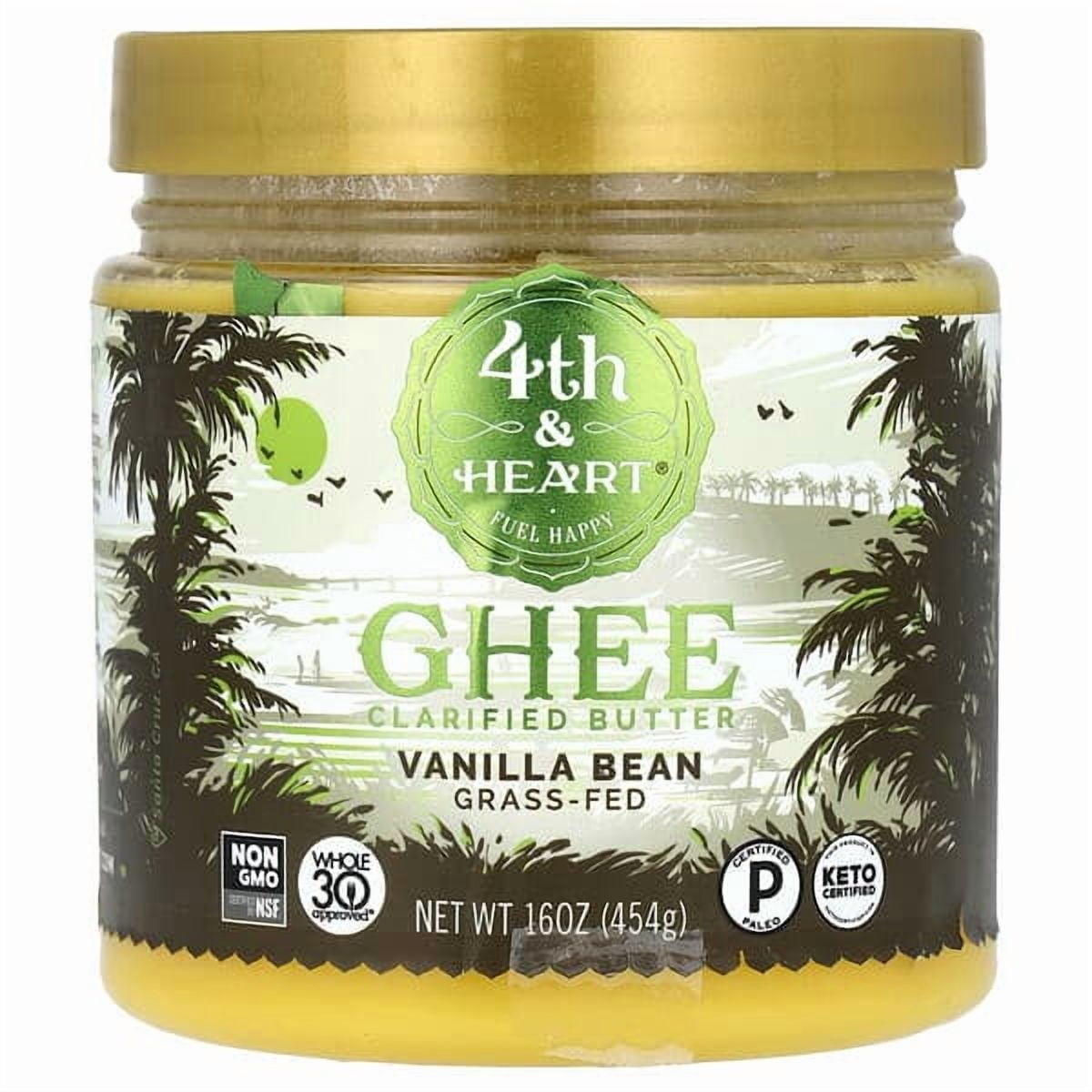4th & Heart, Ghee Clarified Butter, Grass-Fed, Vanilla Bean, 16 oz Pack of 3