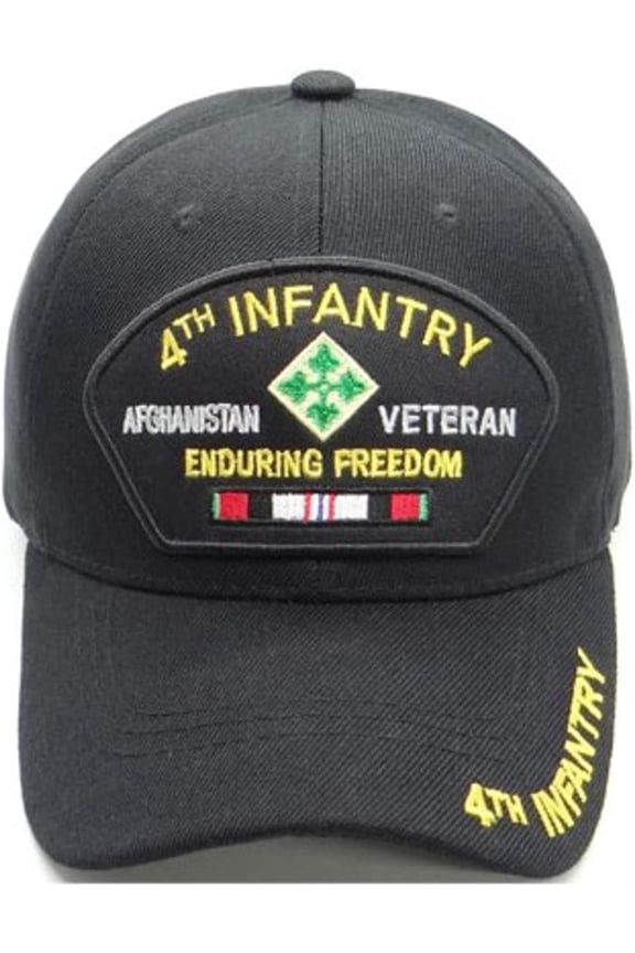 4th Infantry Afghanistan Veteran Enduring Freedom Ribbon Baseball Hat Cap Black