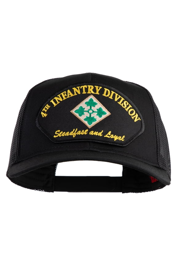 4th Infantry Division Steadfast and Loyal Patched Solid Cotton Twill Mesh Prostyle Cap - Black OSFM