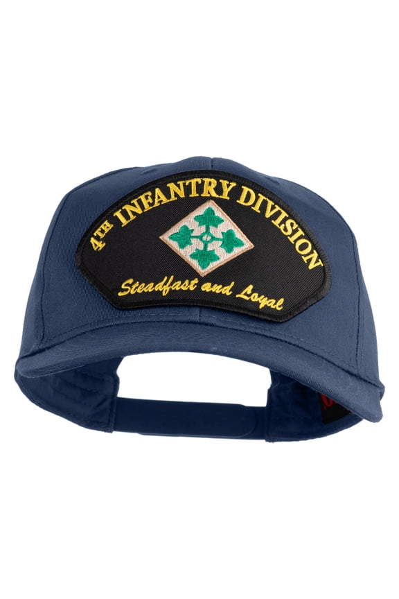 4th Infantry Division Steadfast and Loyal Patched Solid Cotton Twill Pro Style Cap - Navy OSFM