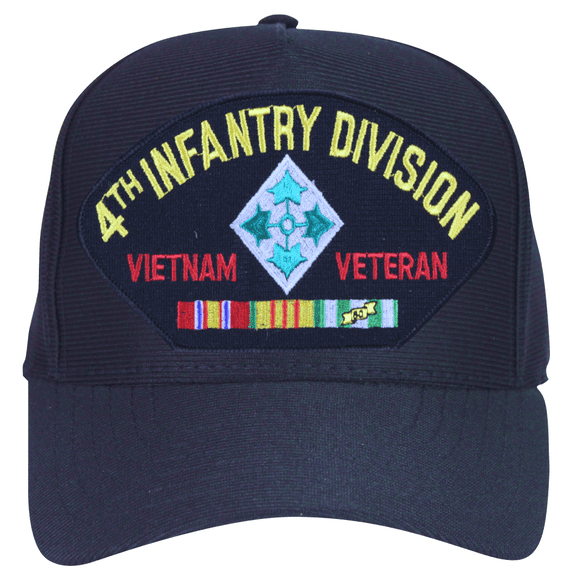 4th Infantry Division Vietnam Veteran with Patch and Ribbons Ball Cap
