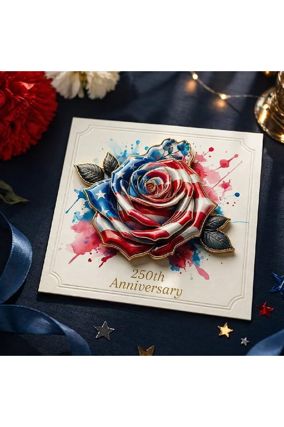 4th Of July 250th Anniversary Patriotic Rose Brooch Pin Red White Blue American Flag Lapel Pin 1776-2026 Enamel Badge For Jacket Hat Independence Day Memorial Day Patriotic Jewelry For Women Men