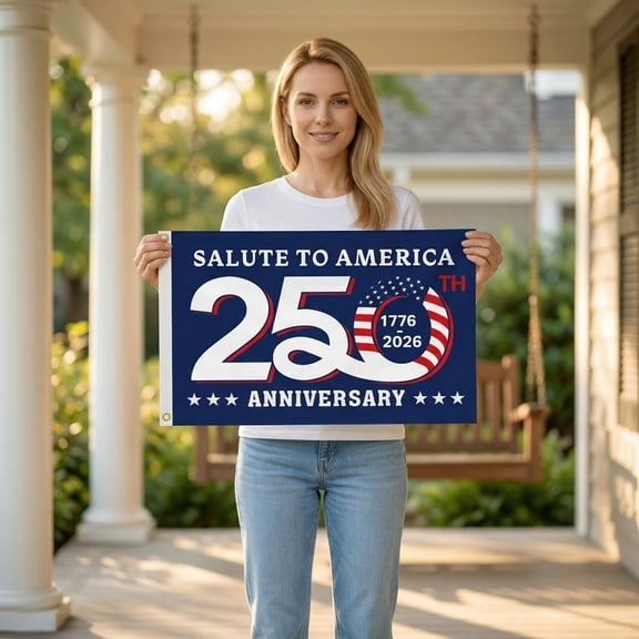 4th of July 250th Anniversary Single Sided Flag, 59x35 Inch Commemorative Banner for Independence Day, Parade and Outdoor Display,July 4th Decorations