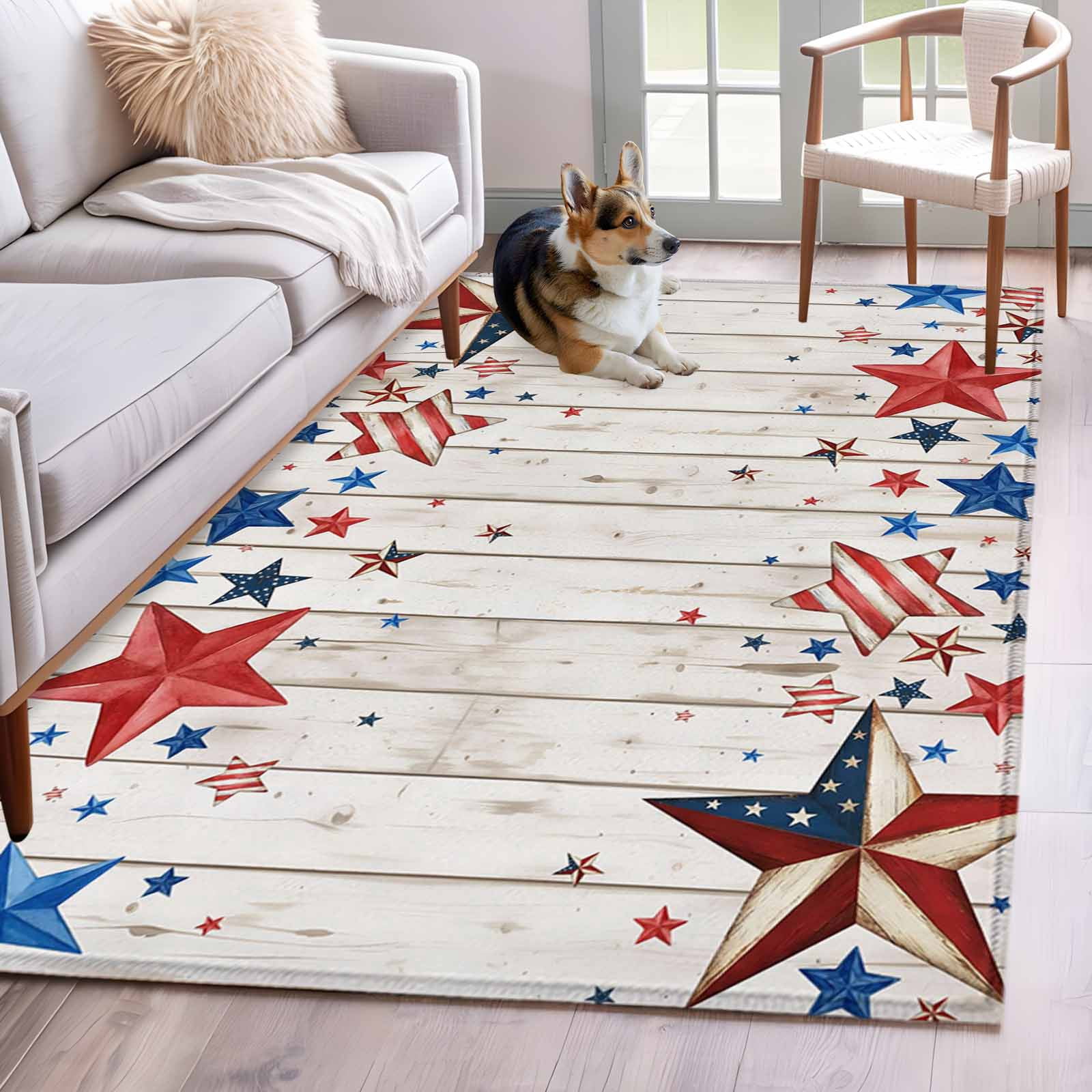 4th of July 4'x6' Area Rugs Independence Day USA Flag Star Wood Grain ...