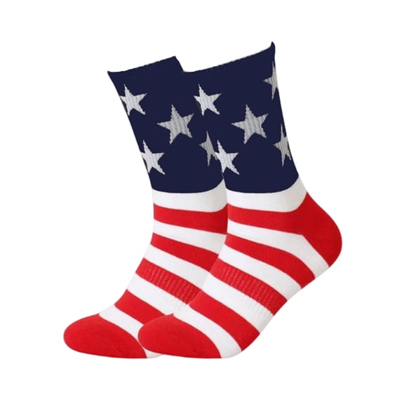 4th of July American Flag Socks Color Block Striped Mid Calf Socks Men Patriotic Memorial Day Independence Day Athletic Crew Socks Outdoor Holiday Festival Apparel Accessories 1pc