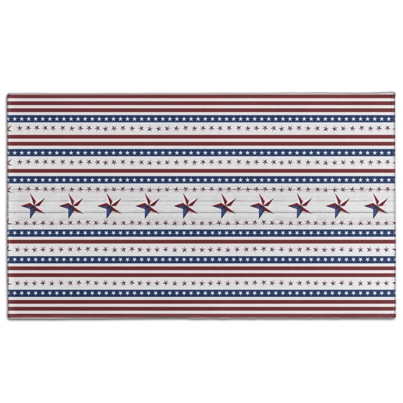4th Of July American Flag Stars Front Door Mat Anti Slip Retro Doormat for Entry Floor Mat Set Living Room Bedroom Bathroom Crystal Velvet 30x17 Inches