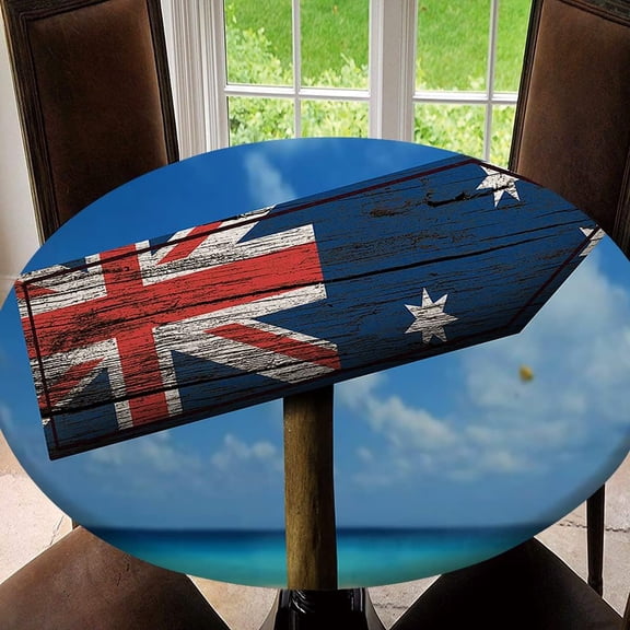 4th of July American Flag Tablecloth Elastic Fitted Edge Table Cloth Round Table Cover Washable Reusable for Kitchen Dining Picnic Party, Tablecloth Size 70"(Fit for 58.2"-62.1" Table), Type 3