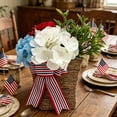thumbnail image 1 of 4th of July Artificial Floral Wreath Flower Basket - Outdoor Hanging Red White Blue Flower Basket Garden Wall Decor for Courtyard Patio Independence Day Holiday Porch Scene Prop, 1 of 9