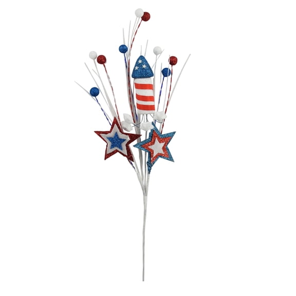 4th of July Artificial Tree Tabletop Decor Red Blue White Patriotic Tree America Flag Burlap Base Decor Patriotic Table Tree with Artificial Berry Stem Picks for Independence Day Home Party