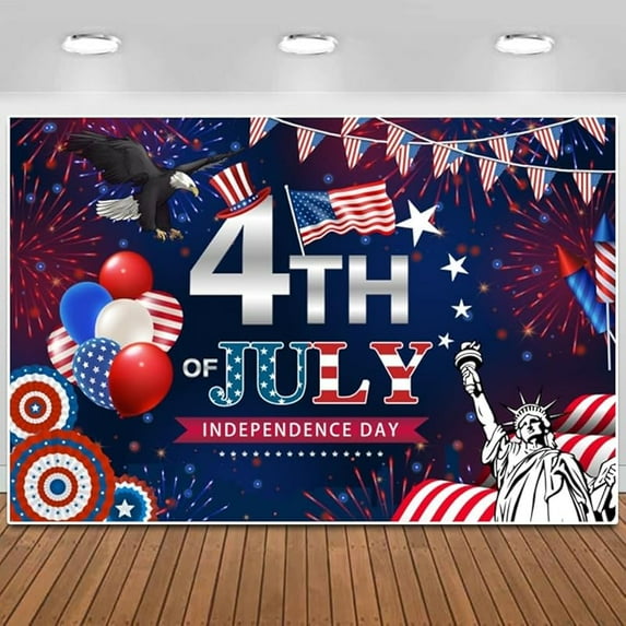 4th of July Backdrop Independence Day Background American Flag Holiday Party Banner Patriotic Decor Fourth of July Memorial Day Party Decorations Props 10x8ft